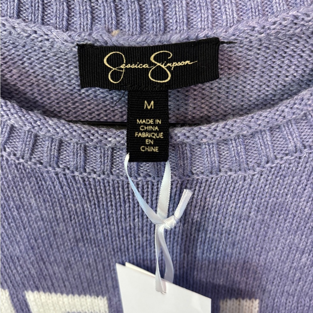 Jessica Simpson Sweet Lavender Melange Crew Neck Sweater Medium - Picture 3 of 5